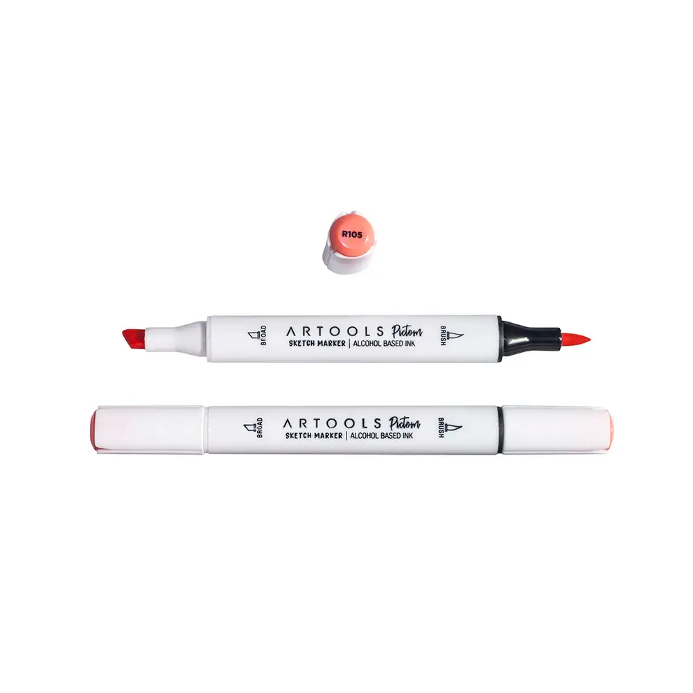 Marcador à Base de Álcool Pictom - Vermelho R105 - Caixa C/ 6 un - Artools - Imagem 2