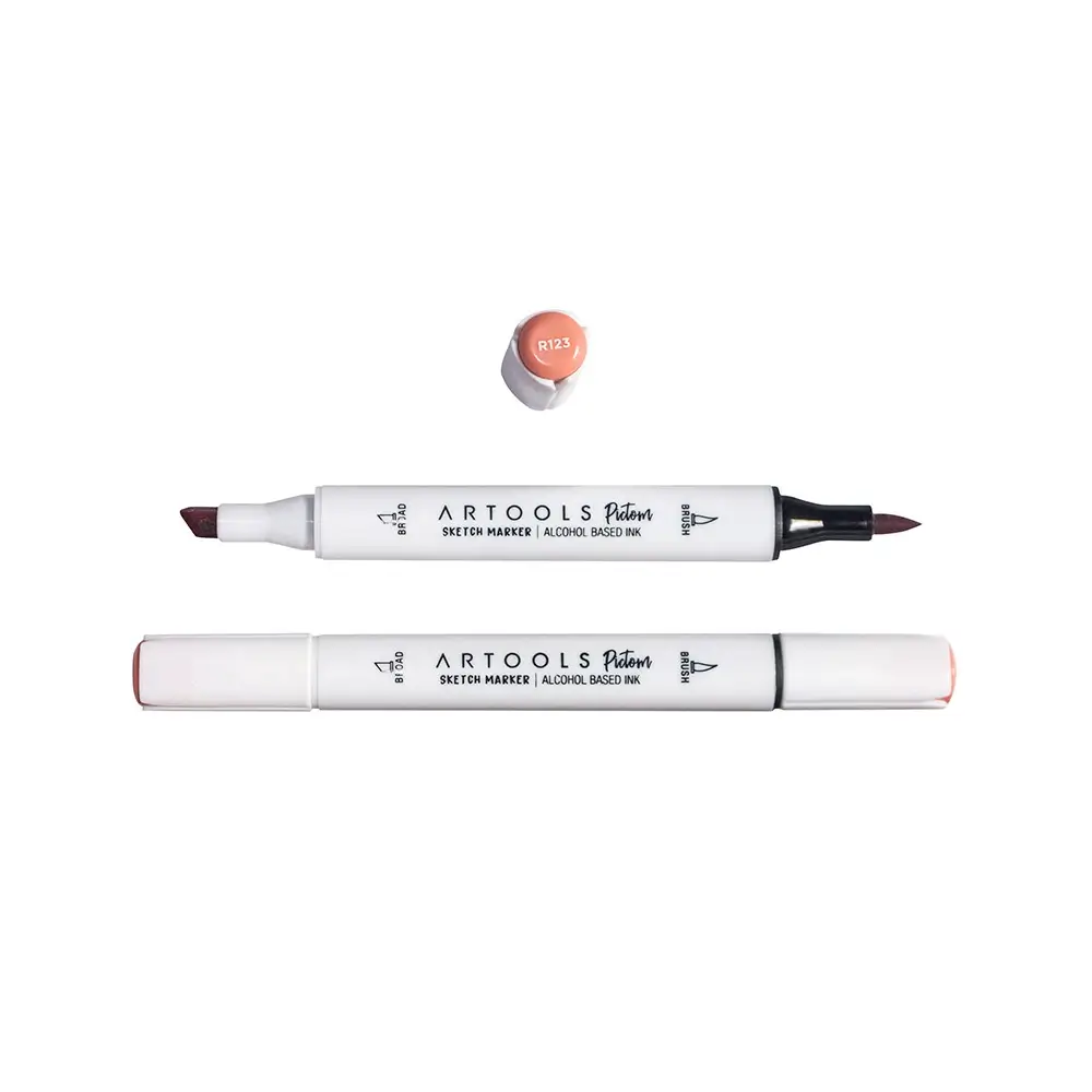 Marcador à Base de Álcool Pictom - Vermelho R123 - Caixa C/ 6 un - Artools - Imagem 2