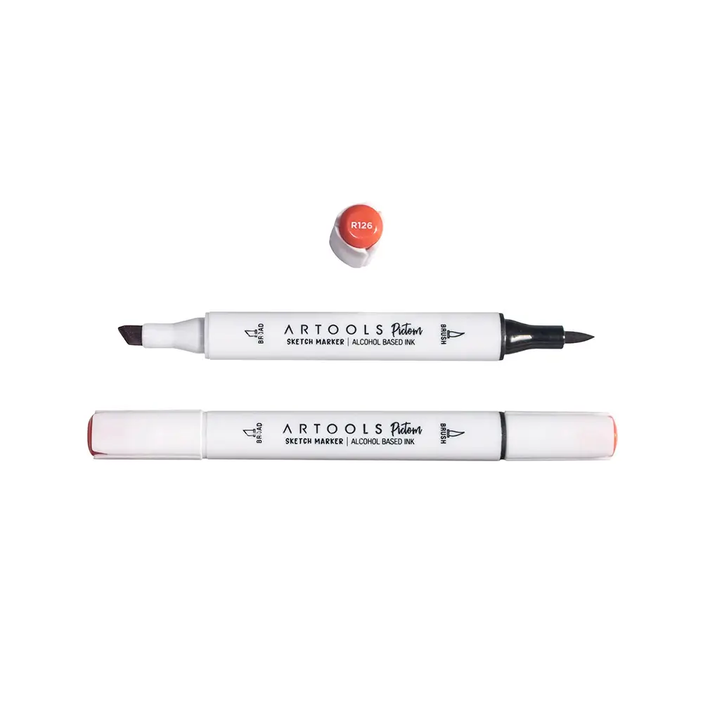 Marcador à Base de Álcool Pictom - Vermelho R126 - Caixa C/ 6 un - Artools - Imagem 2