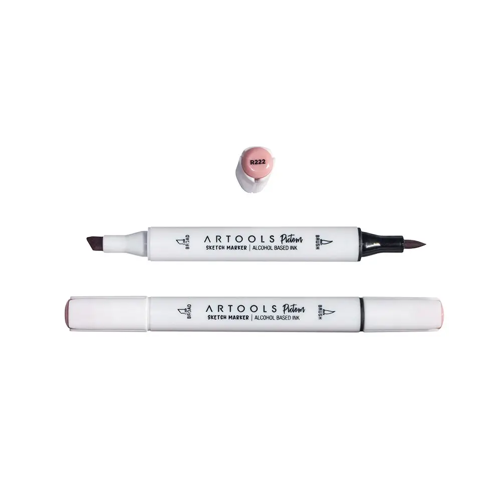 Marcador à Base de Álcool Pictom - Vermelho R222 - Caixa C/ 6 un - Artools - Imagem 2