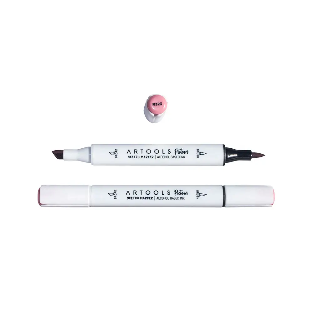 Marcador à Base de Álcool Pictom - Vermelho R323 - Caixa C/ 6 un - Artools - Imagem 2