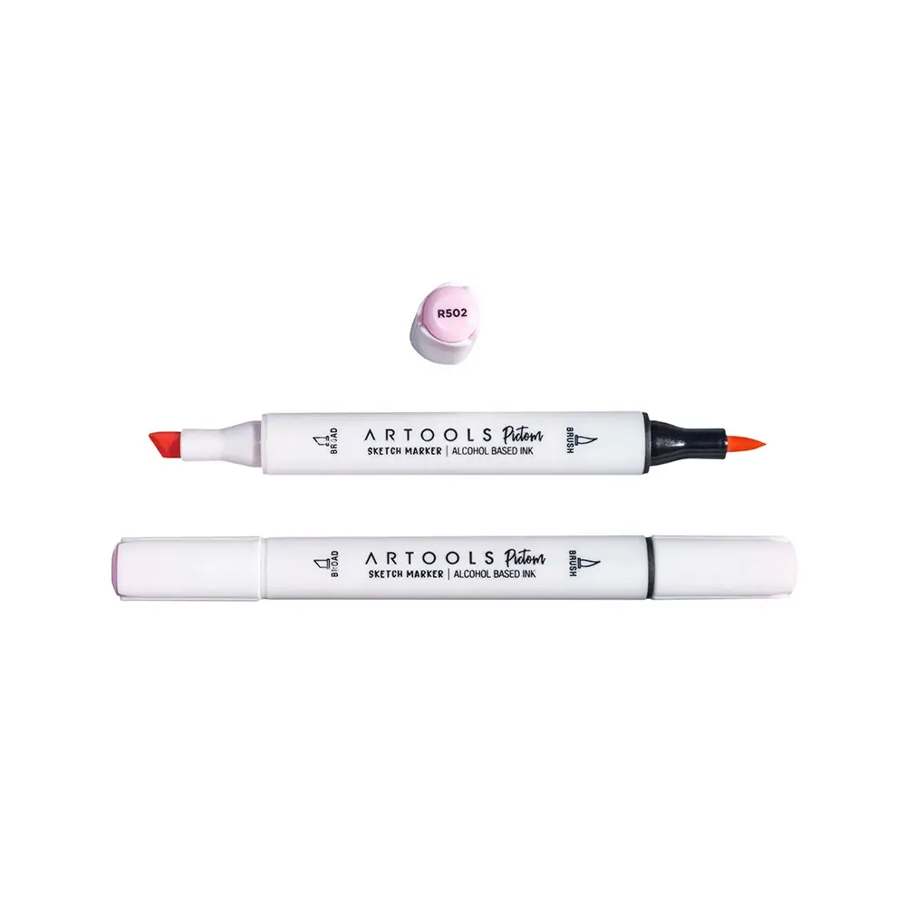 Marcador à Base de Álcool Pictom - Vermelho R502 - Caixa C/ 6 un - Artools - Imagem 2