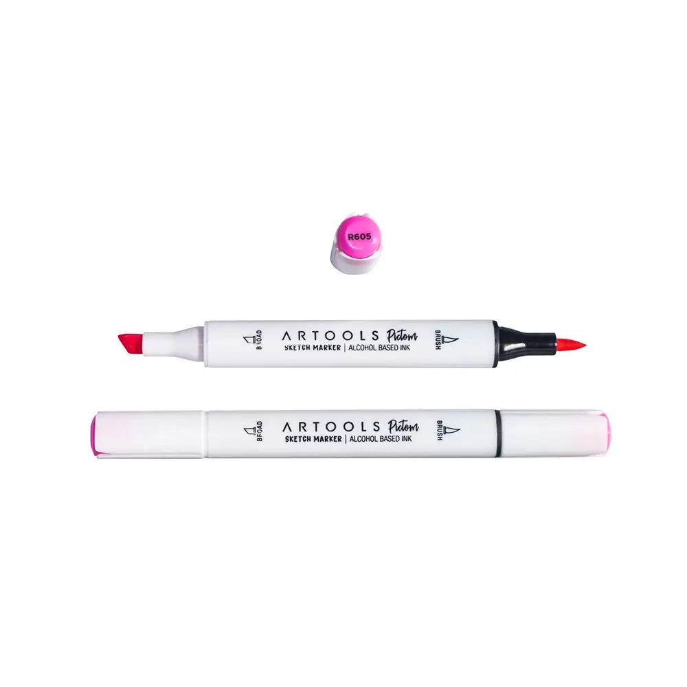 Marcador à Base de Álcool Pictom - Vermelho R605 - Caixa C/ 6 un - Artools - Imagem 2