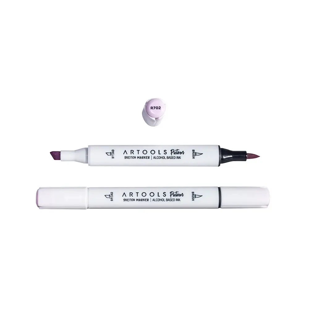 Marcador à Base de Álcool Pictom - Vermelho R702 - Caixa C/ 6 un - Artools - Imagem 2