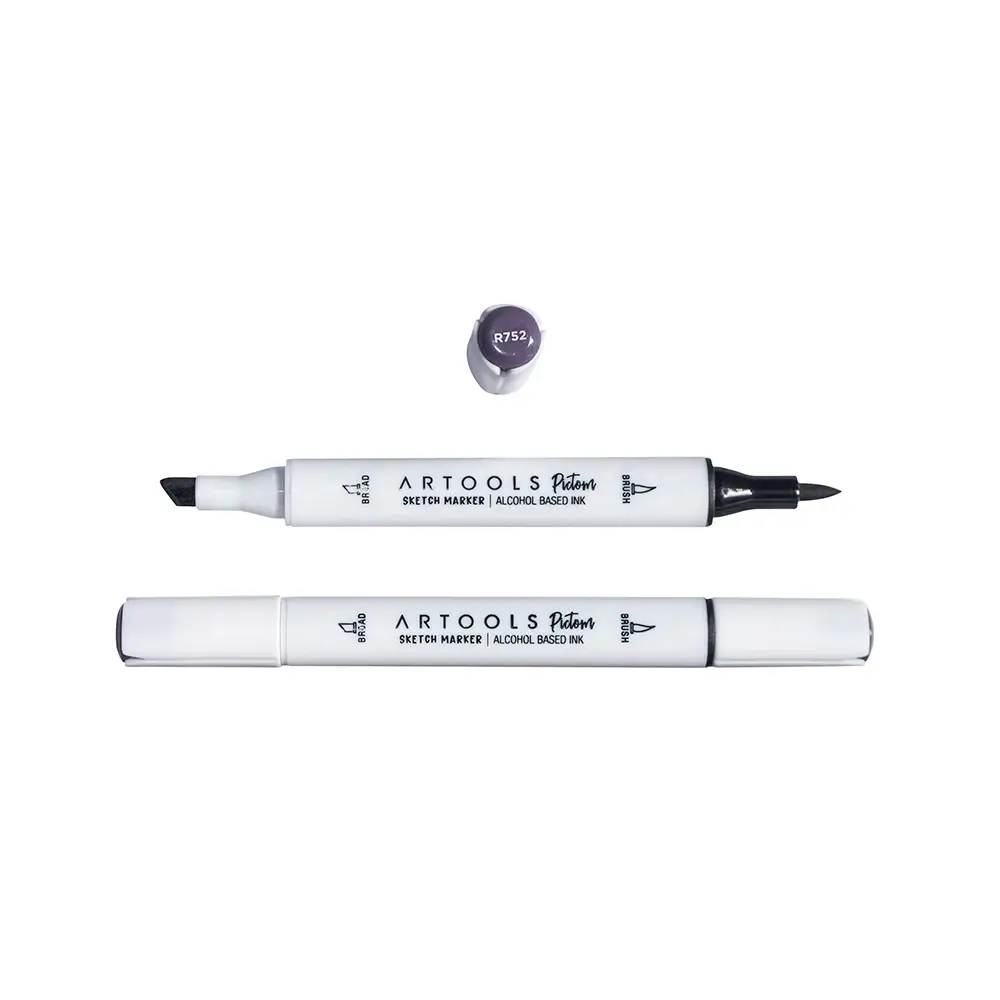 Marcador à Base de Álcool Pictom - Vermelho R752 - Caixa C/ 6 un - Artools - Imagem 2