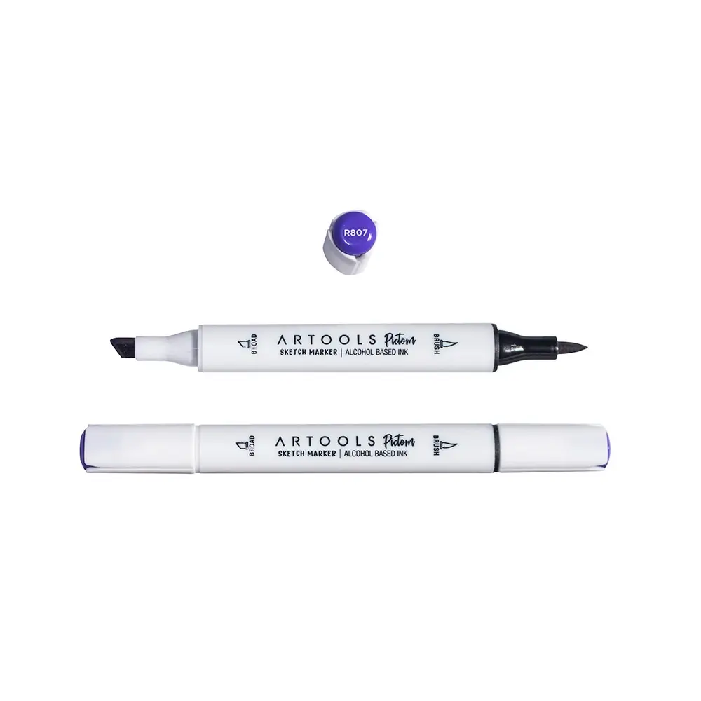 Marcador à Base de Álcool Pictom - Vermelho R807 - Caixa C/ 6 un - Artools - Imagem 2