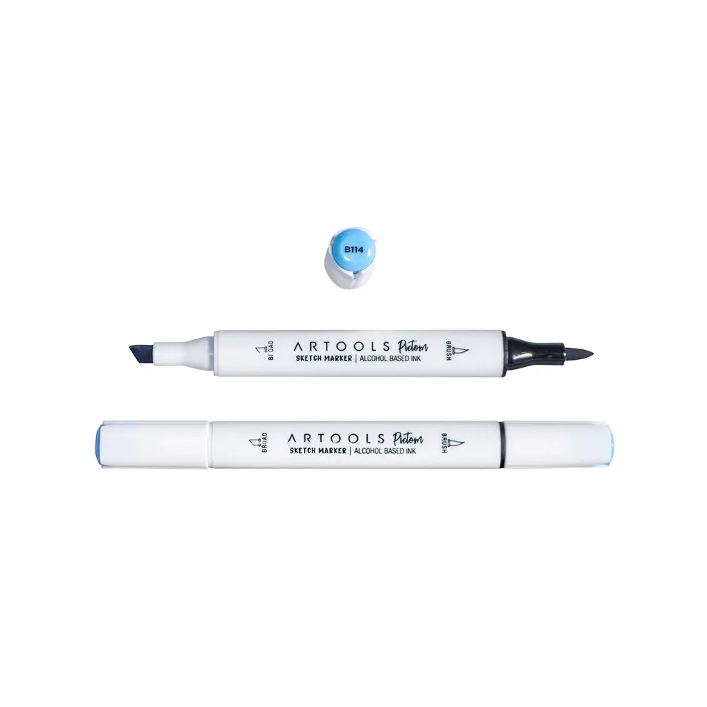 Marcador à Base de Álcool Pictom - Azul B114 - Caixa C/ 6 un - Artools - Imagem 2