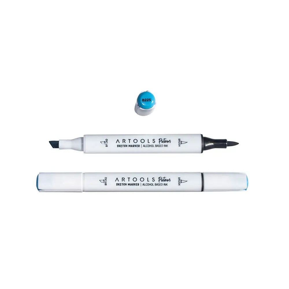 Marcador à Base de Álcool Pictom - Azul B225 - Caixa C/ 6 un - Artools - Imagem 2