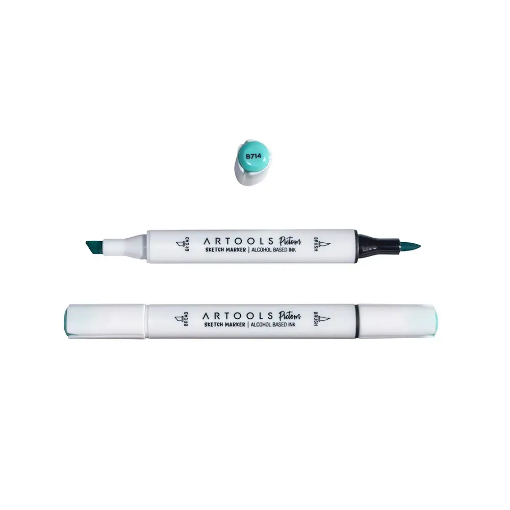 Marcador à Base de Álcool Pictom - Azul B714 - Caixa C/ 6 un - Artools - Imagem 2