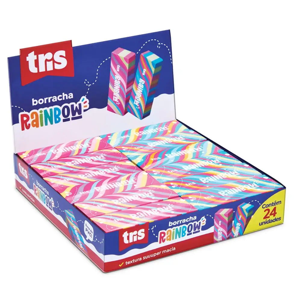 Borracha Rainbow - Cores Sortidas - Display C/24 un - Tris - Imagem 1