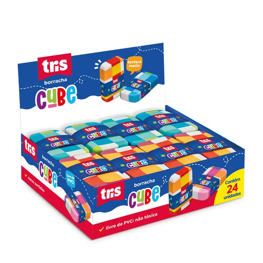 Borracha Cube - Cores Sortidas - Display C/24 un - Tris - Imagem 1