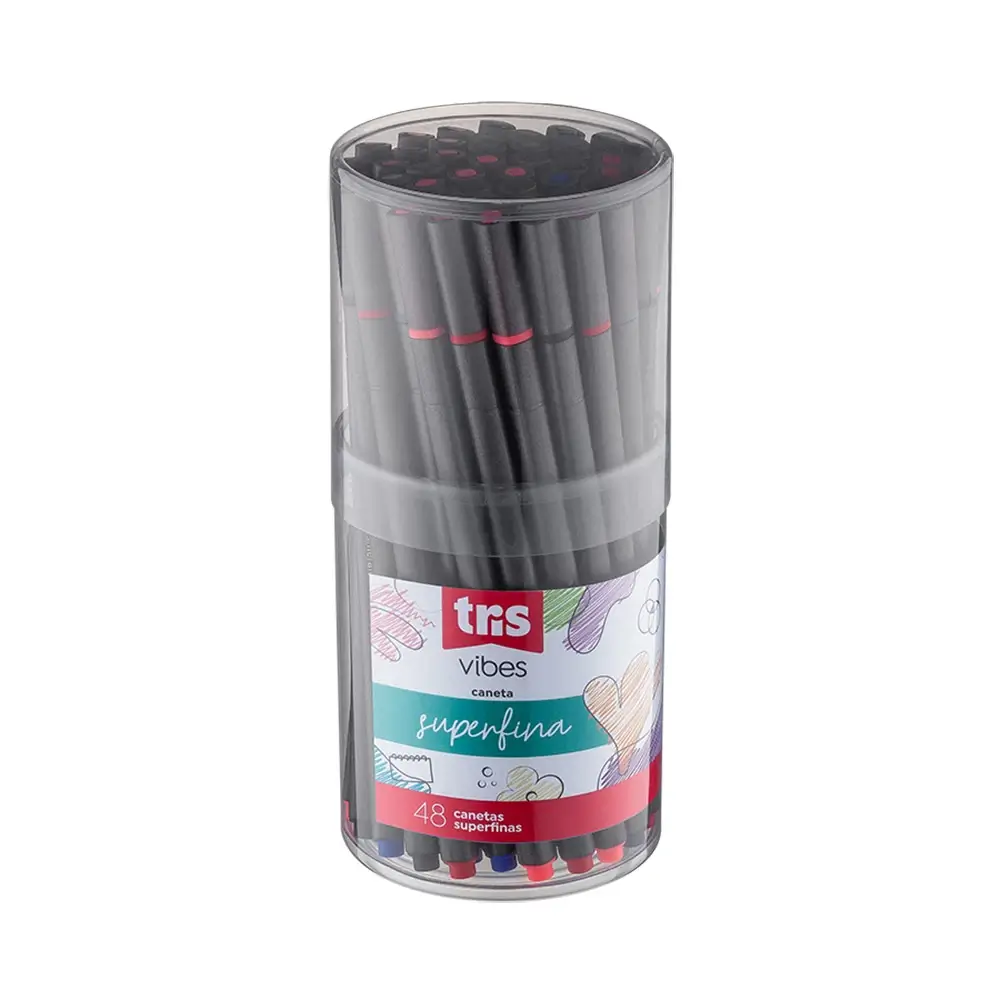 Caneta Superfina Vibes - Cores Sortidas - Pote C/ 48 un - Tris - Imagem 1