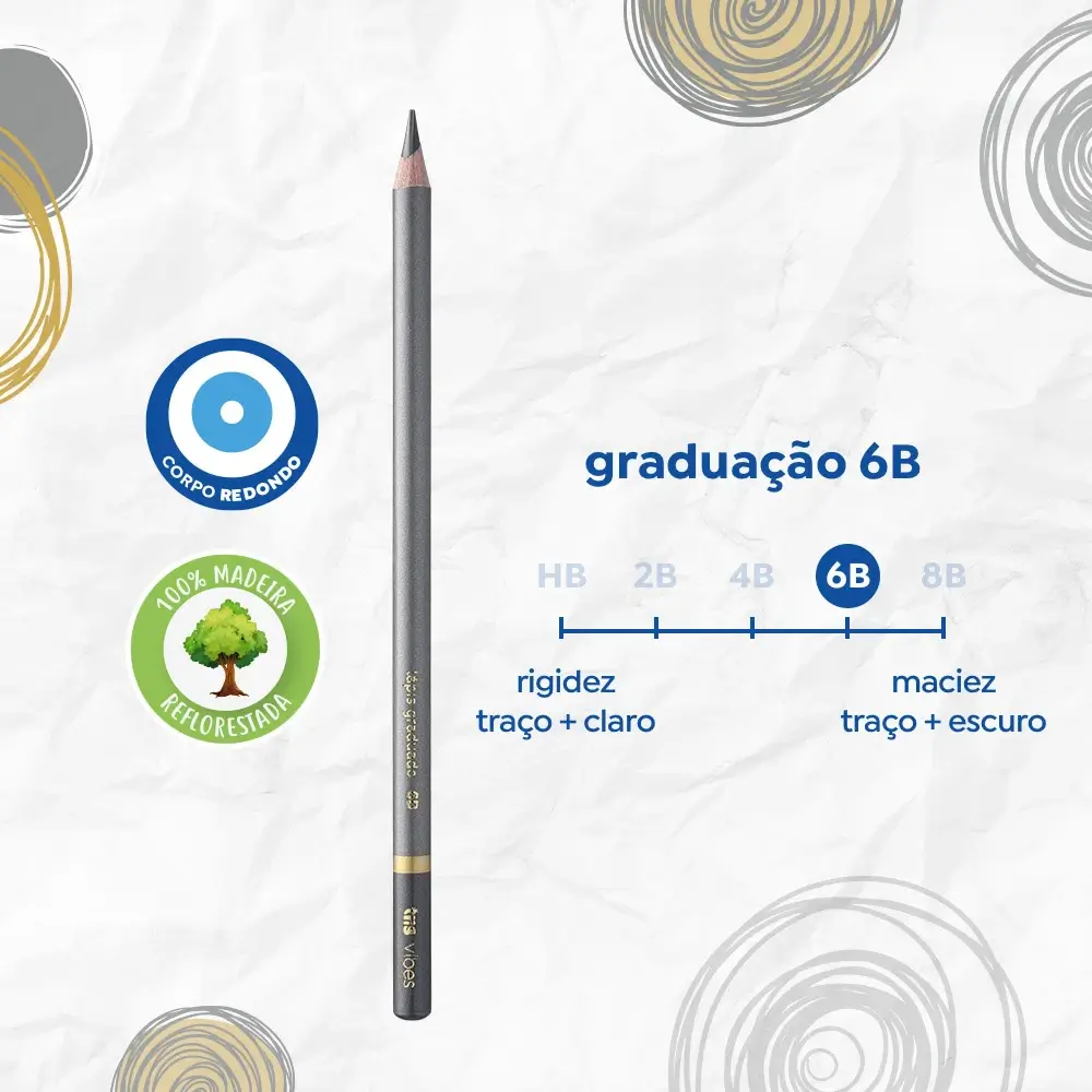 Lápis Grafite Graduado Vibes - 6B - Caixa C/10 un - Tris - Imagem 3