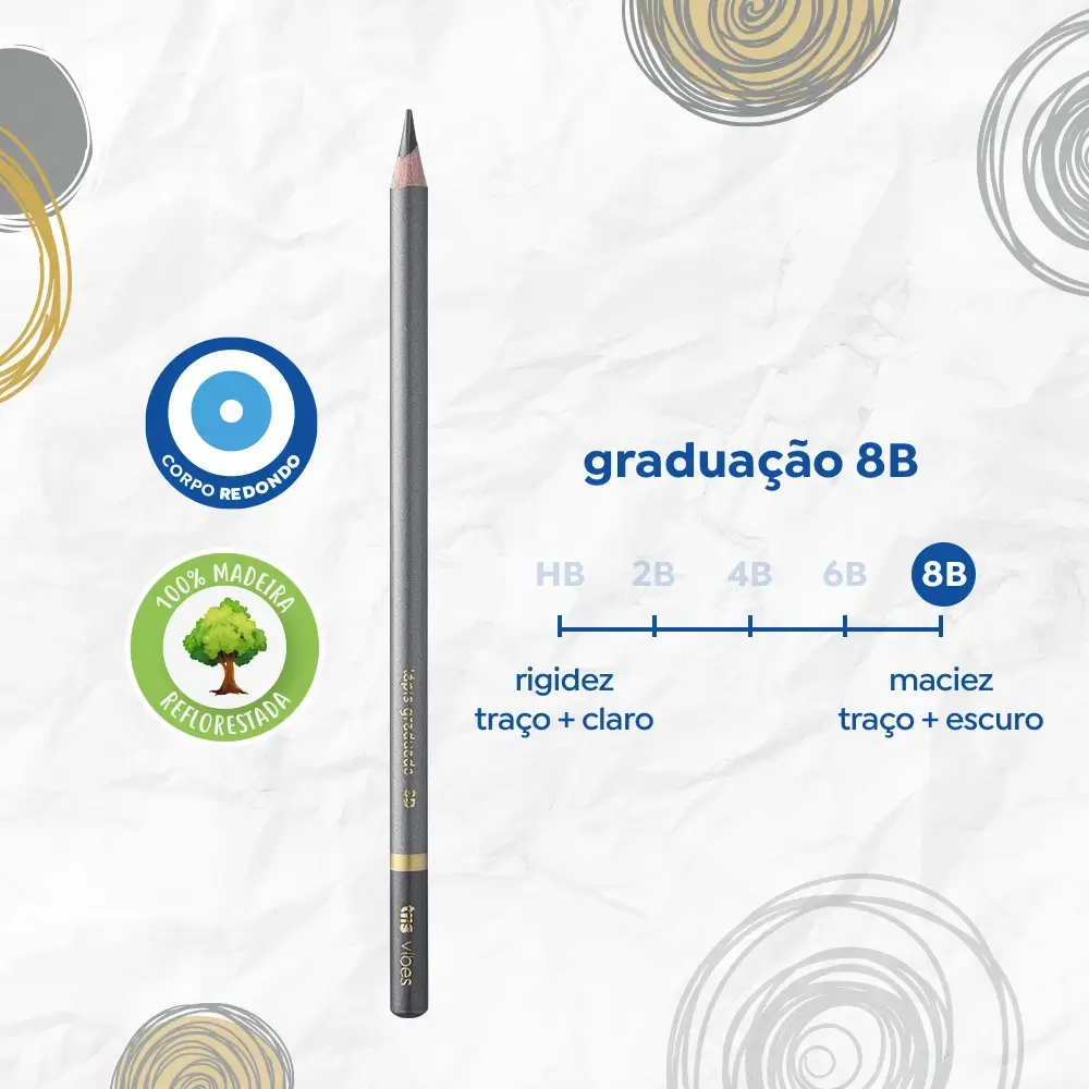 Lápis Grafite Graduado Vibes - 8B - Caixa C/10 un - Tris - Imagem 3