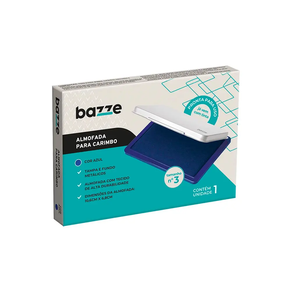 Almofada para Carimbo - N°3 - Azul Caixa C/1 un - Bazze - Imagem 1