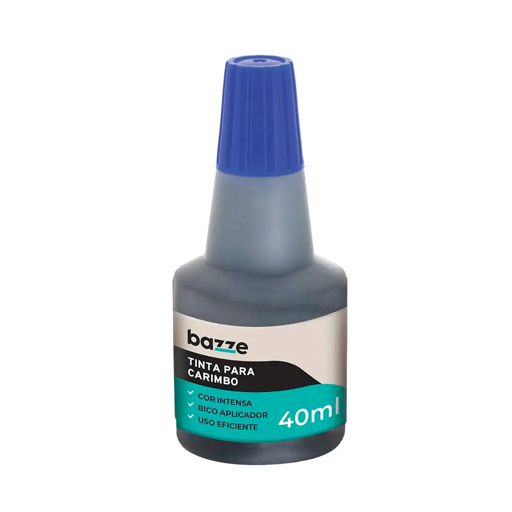 Tinta para Carimbo - 40ml - Azul - Display C/12 un - Bazze - Imagem 2