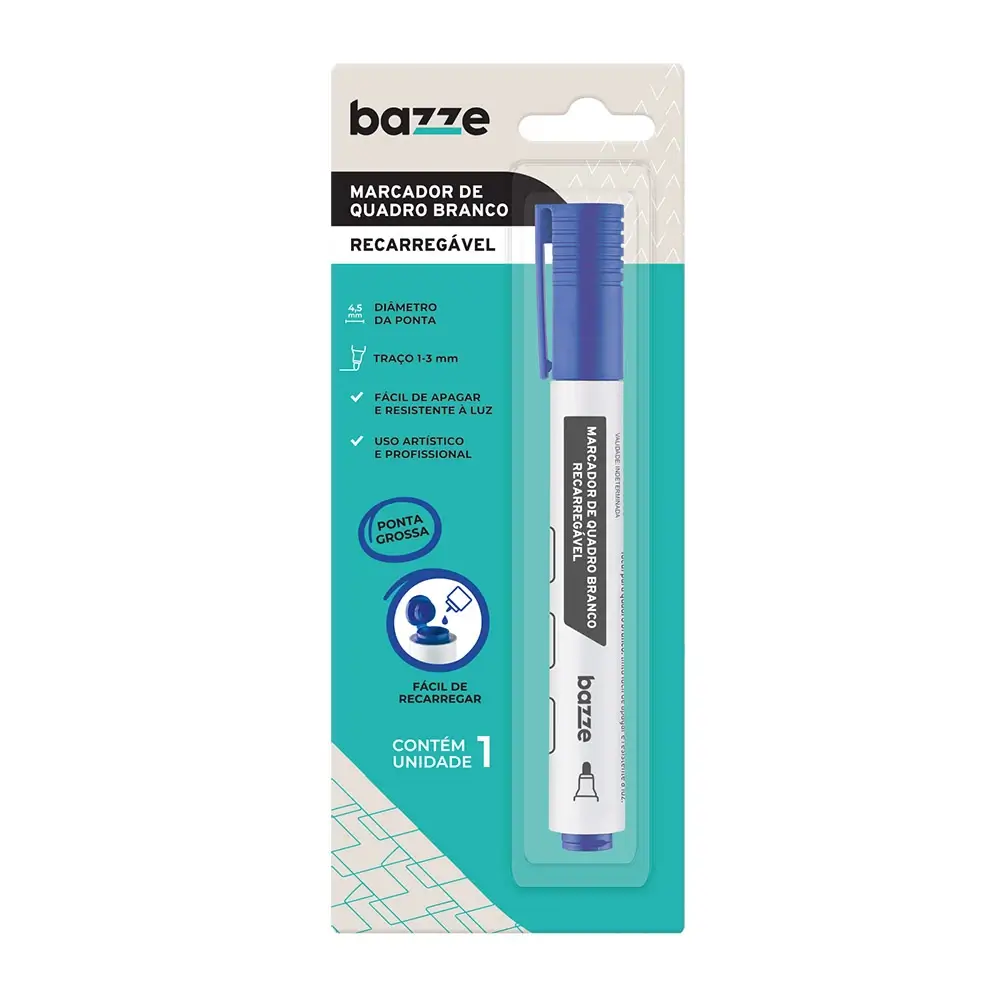 Marcador de Quadro Branco - Recarregável - Preto - Cartela C/1 un -Bazze - Imagem 1