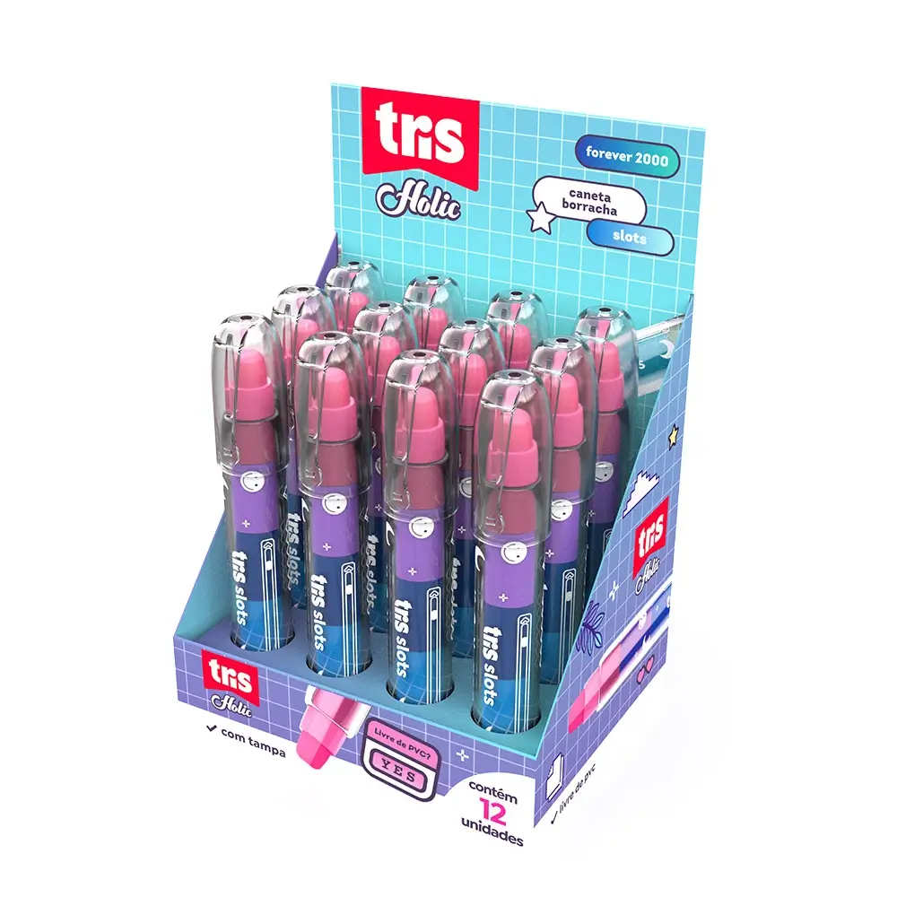 Caneta Borracha Slots Holic Forever 2000 - 5 Cores - Display C/12 un -Tris - Imagem 1