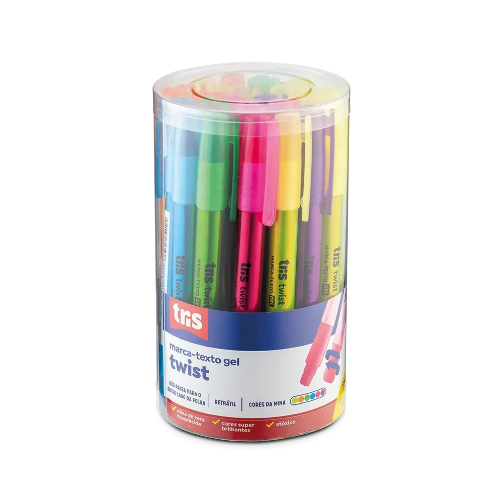Marca-Texto Gel Twist - Cores Sortidas - Pote C/ 24 un - Tris - Imagem 1