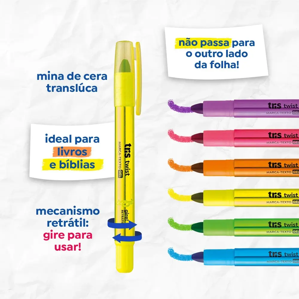 Marca-Texto Gel Twist - Cores Sortidas - Pote C/ 24 un - Tris - Imagem 3