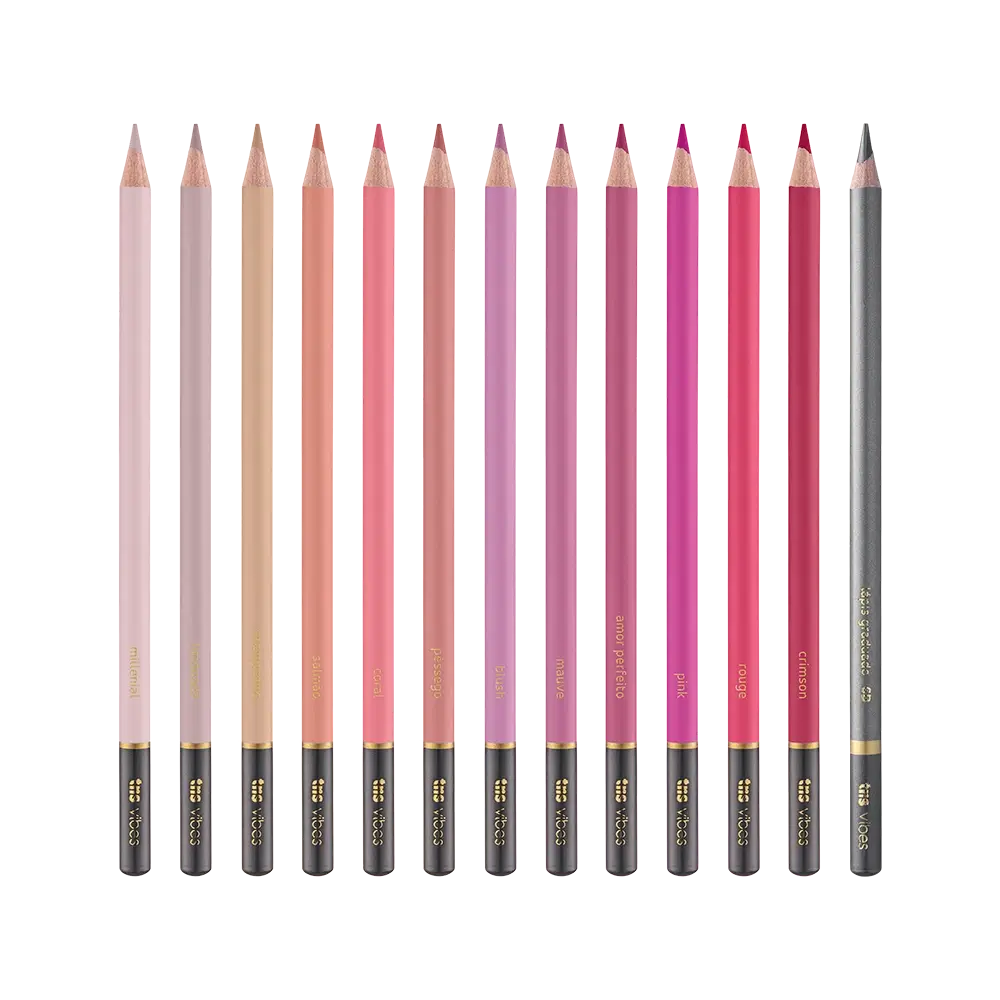 Lápis de Cor Vibes - Tons Rosé - 12 Cores + 1 Lápis 6B - Tris - Imagem 2