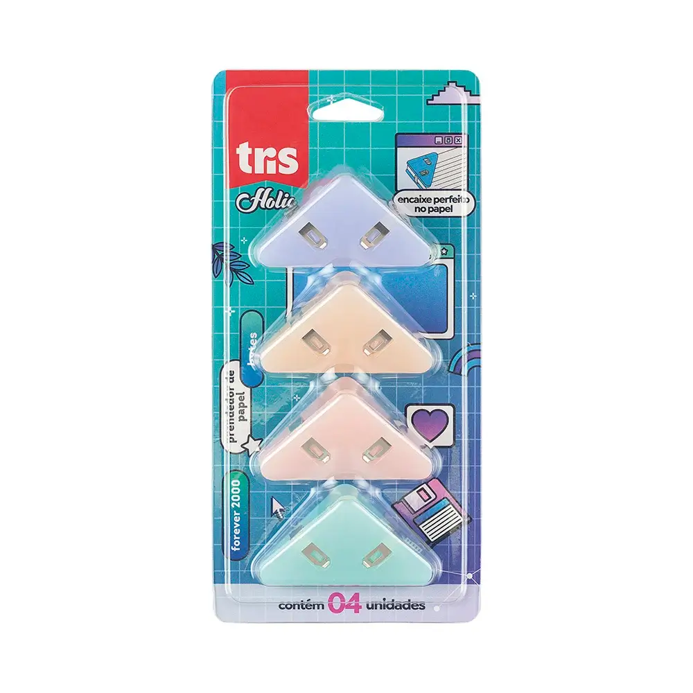 Prendedor de Papel Bytes Holic Forever 2000 - Cartela C/4 un - Tris - Imagem 1