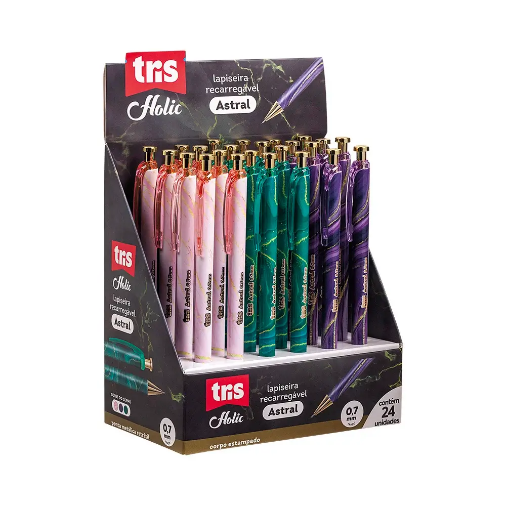 Lapiseira Astral Holic Mineral - 0.7mm - Display C/ 24 un - Tris - Imagem 1