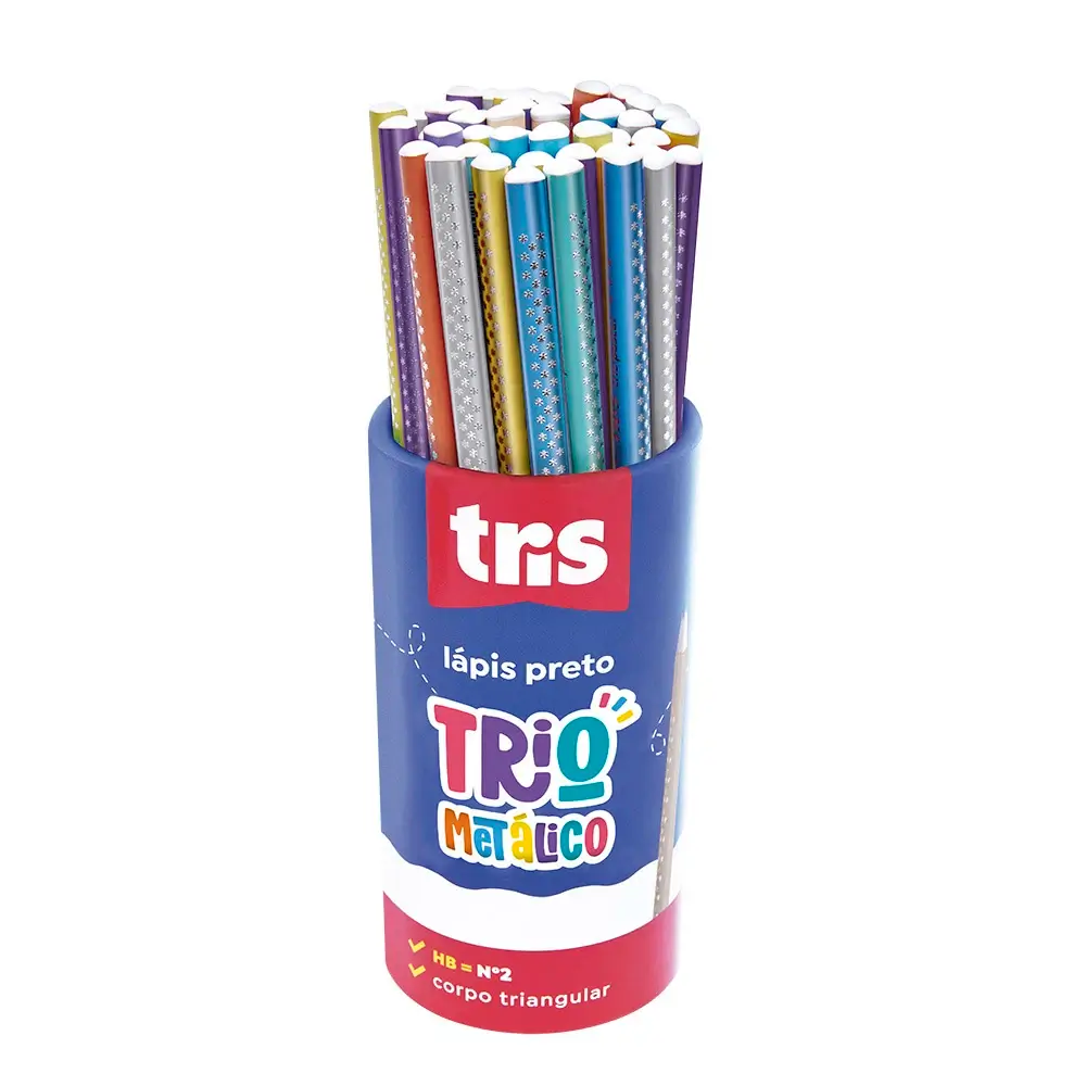 Lápis Grafite - Trio Metálico - HB - Pote C/48 un - Tris - Imagem 1