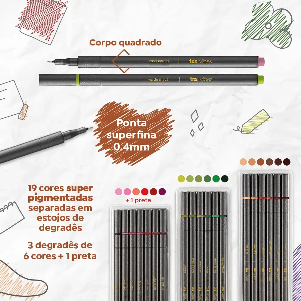 Caneta Superfina Vibes - Study Outono - 18 Cores - Tris - Imagem 3