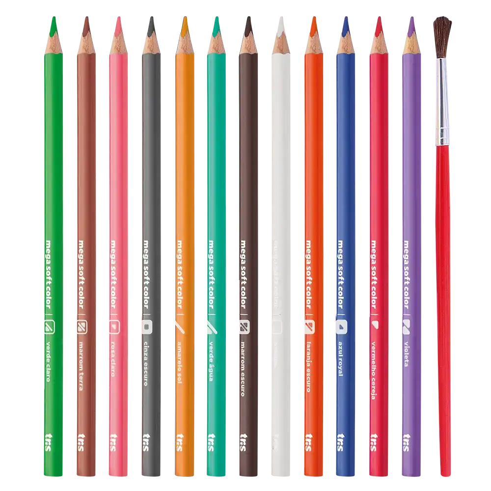 Lápis de Cor Aquarelável Mega Aqua - 24 Cores + Pincel -Tris - Imagem 3