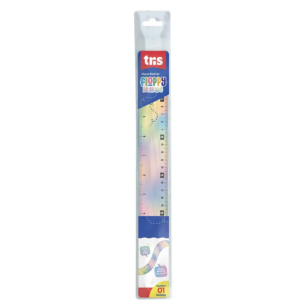 Régua Flexível Floppy - 30cm - Degradê - Polybag C/1 un - Tris - Imagem 1