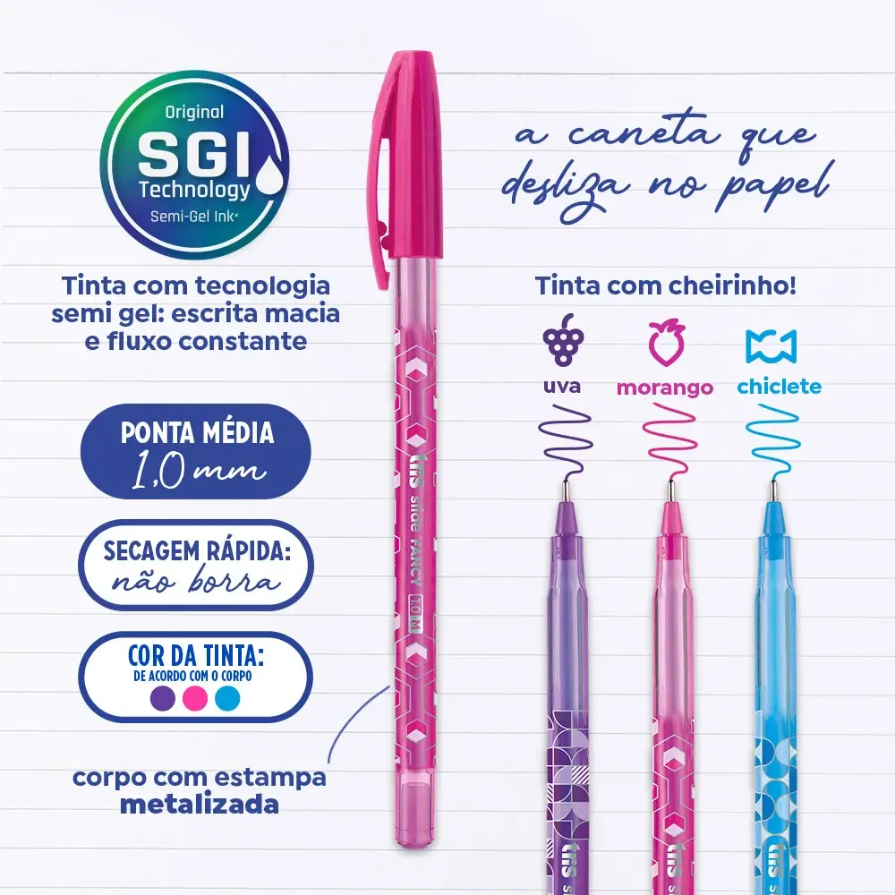 Caneta Esferográfica Slide Fancy - Cores Sortidas - 1.0mm - Pote C/50 UN- Tris - Imagem 3