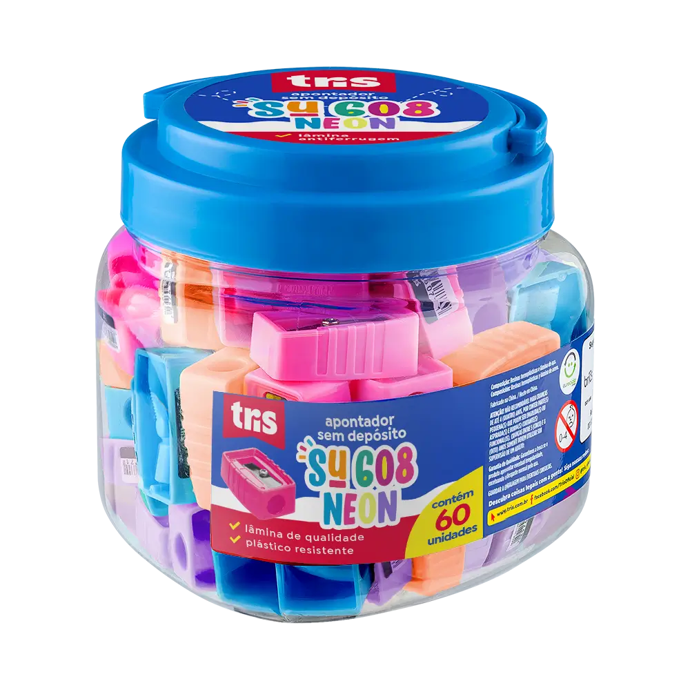 Apontador Su608 - Cores Neon - Pote C/60 un - Tris - Imagem 1