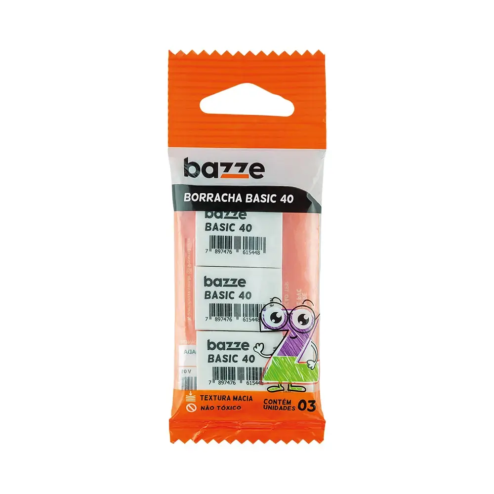Borracha Basic 40 - Polybag C/3 un - Bazze - Imagem 1