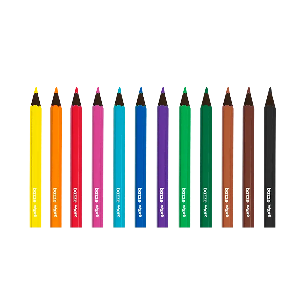 Lápis de Cor Wave Mini Reciclado - 12 cores - Bazze - Imagem 2