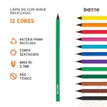 Lápis de Cor Wave Reciclado - 12 cores - Bazze - Thumbnail 3