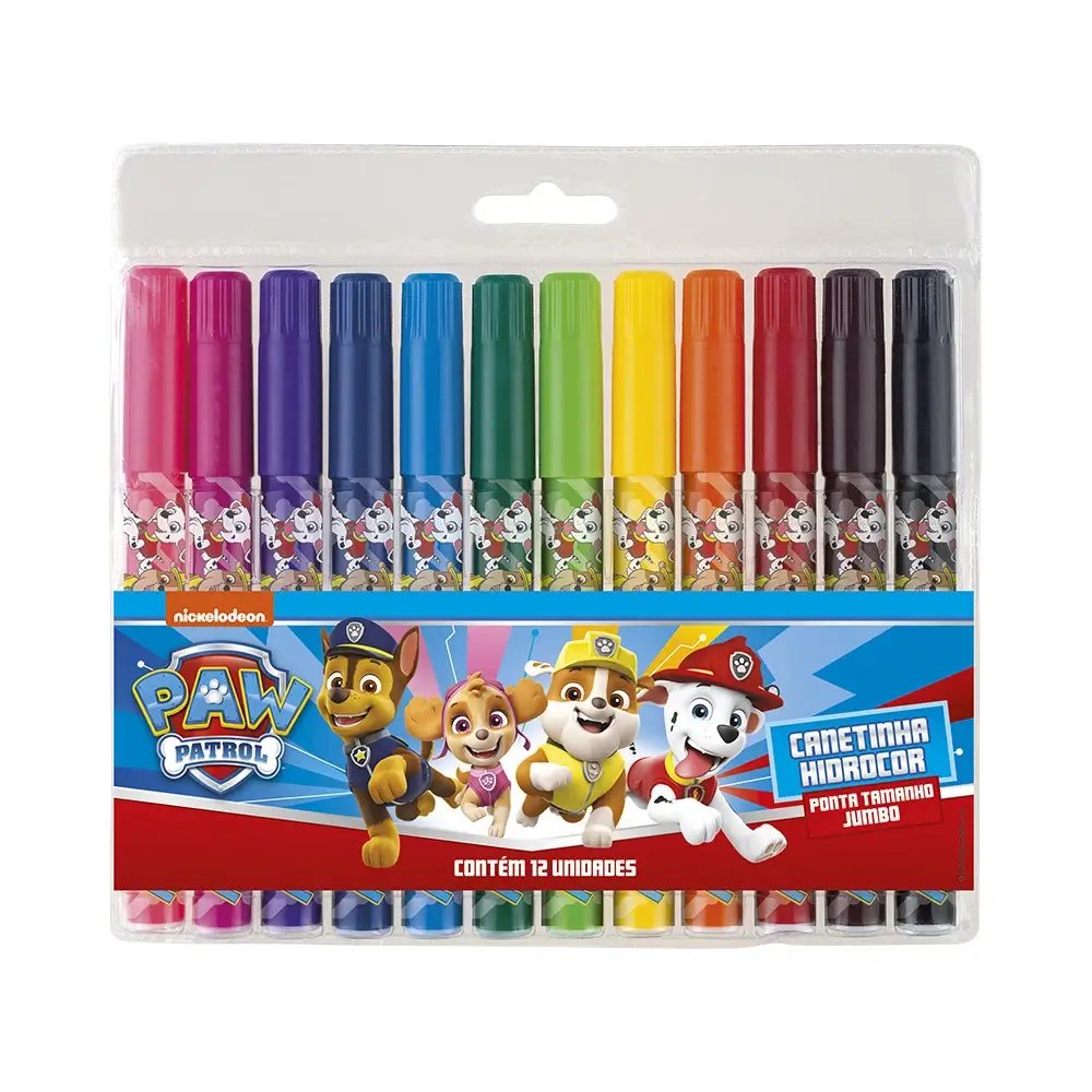 Hidrocor Tamanho Jumbo - 12 Cores - Patrulha Canina - Imagem 1