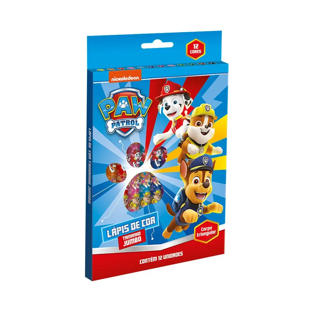 Lápis de Cor - Tamanho Jumbo - 12 Cores - Patrulha Canina - Imagem 1