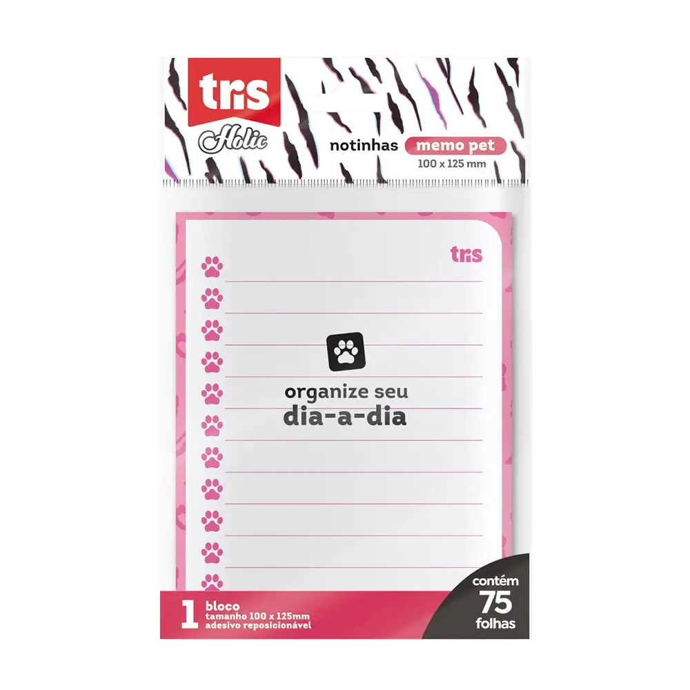 Notas Autoadesivas Memo Note Holic Pets- Polybag C/1 Bloco x 75 Folhas - Tris - Imagem 1