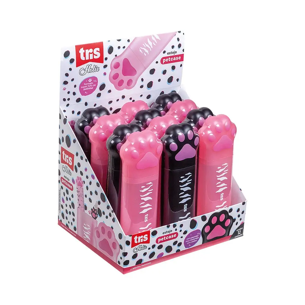 Estojo Plástico Holic Pets - Cores Sortidas - Display C/12 UN - Tris - Imagem 1