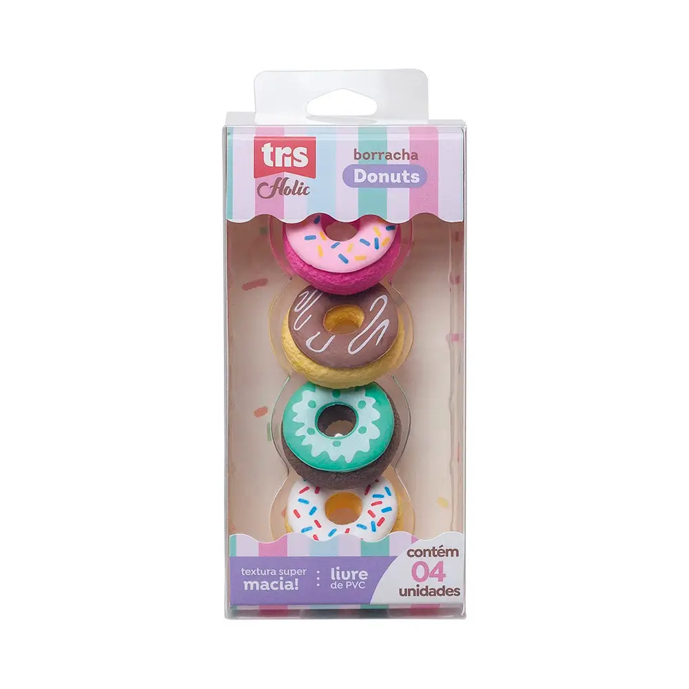 Borracha Donuts Holic Docinhos - Display C/12 Estojos C/4 un Cada - Tris - Imagem 2