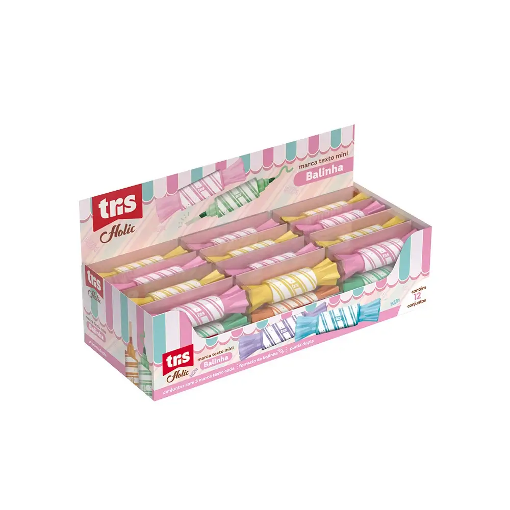 Marca-Texto Balinha Holic Docinhos - Display C/12 Estojos C/3 un Cada -Tris - Imagem 1