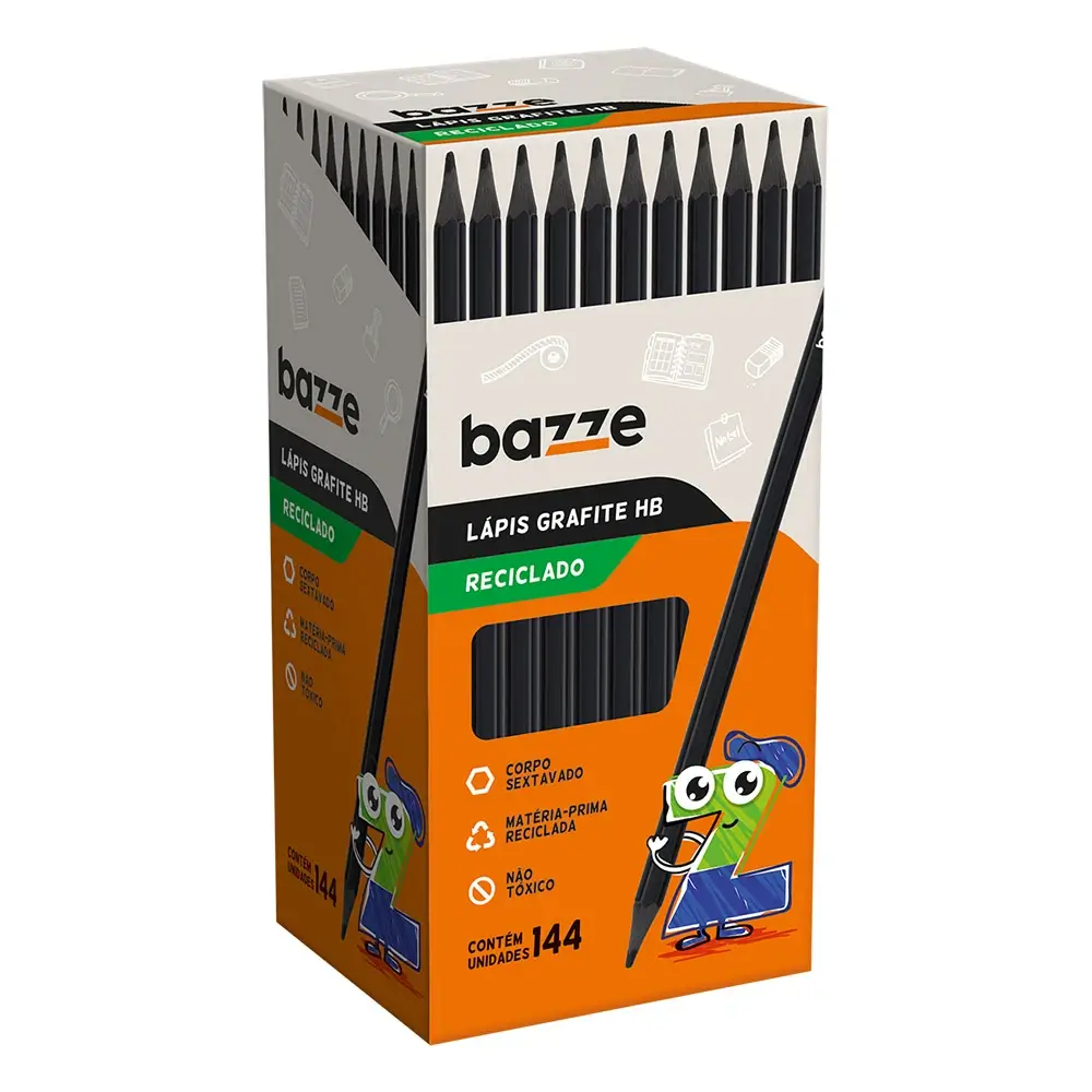 Lápis Grafite Reciclado - HB - Caixa 144 un - Bazze - Imagem 1