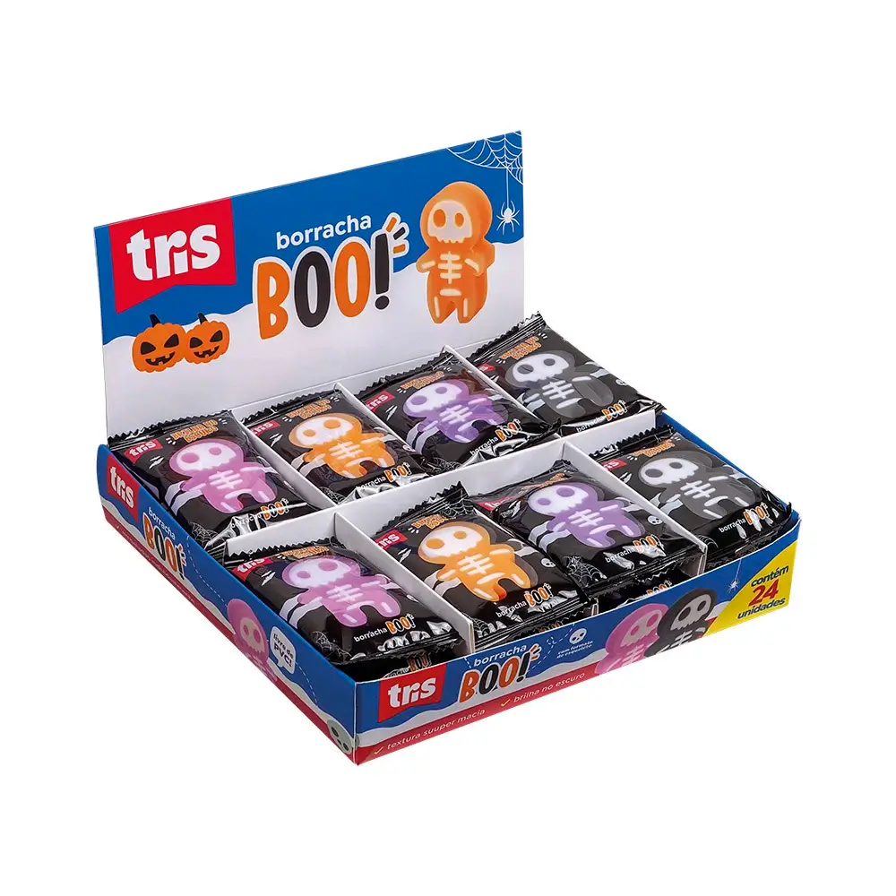 Borracha Boo! Brilha no Escuro - Cores Sortidas - Display C/24 un - Tris - Imagem 1