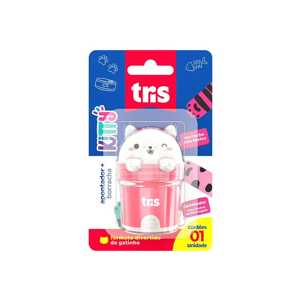 Apontador com Borracha Kitty - Cores Sortidas - Cartela C/1 un -Tris - Imagem 2