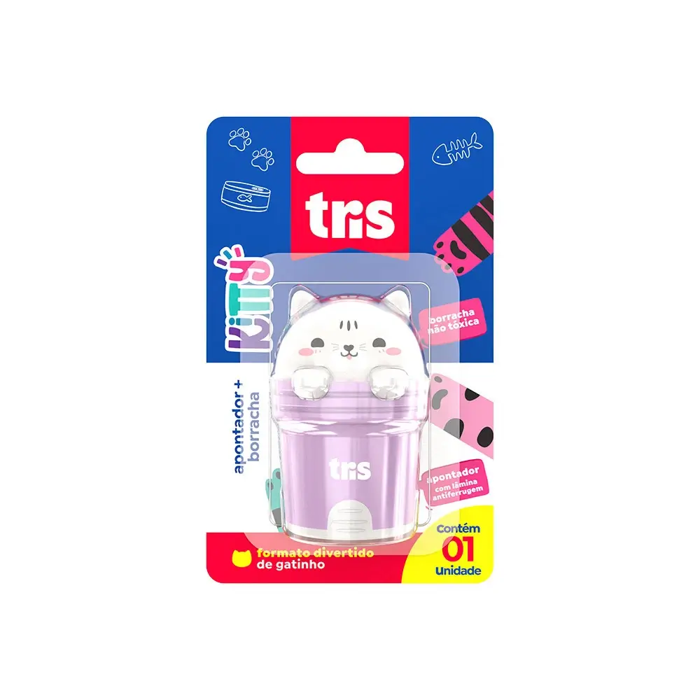 Apontador com Borracha Kitty - Cores Sortidas - Cartela C/1 un -Tris - Imagem 3