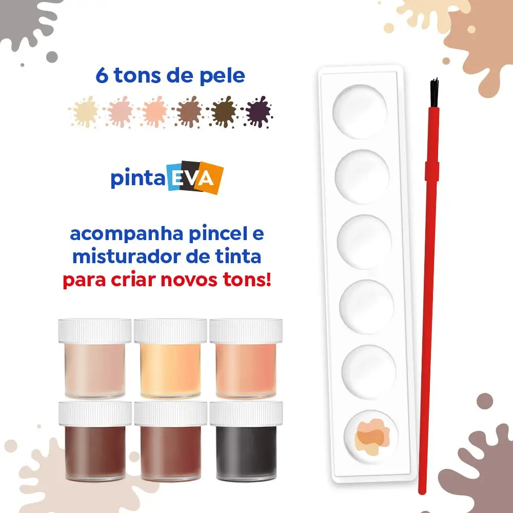 Tinta Guache em Pote - 15ml - Tons de Pele - Caixa C/6 Cores - Tris - Imagem 4