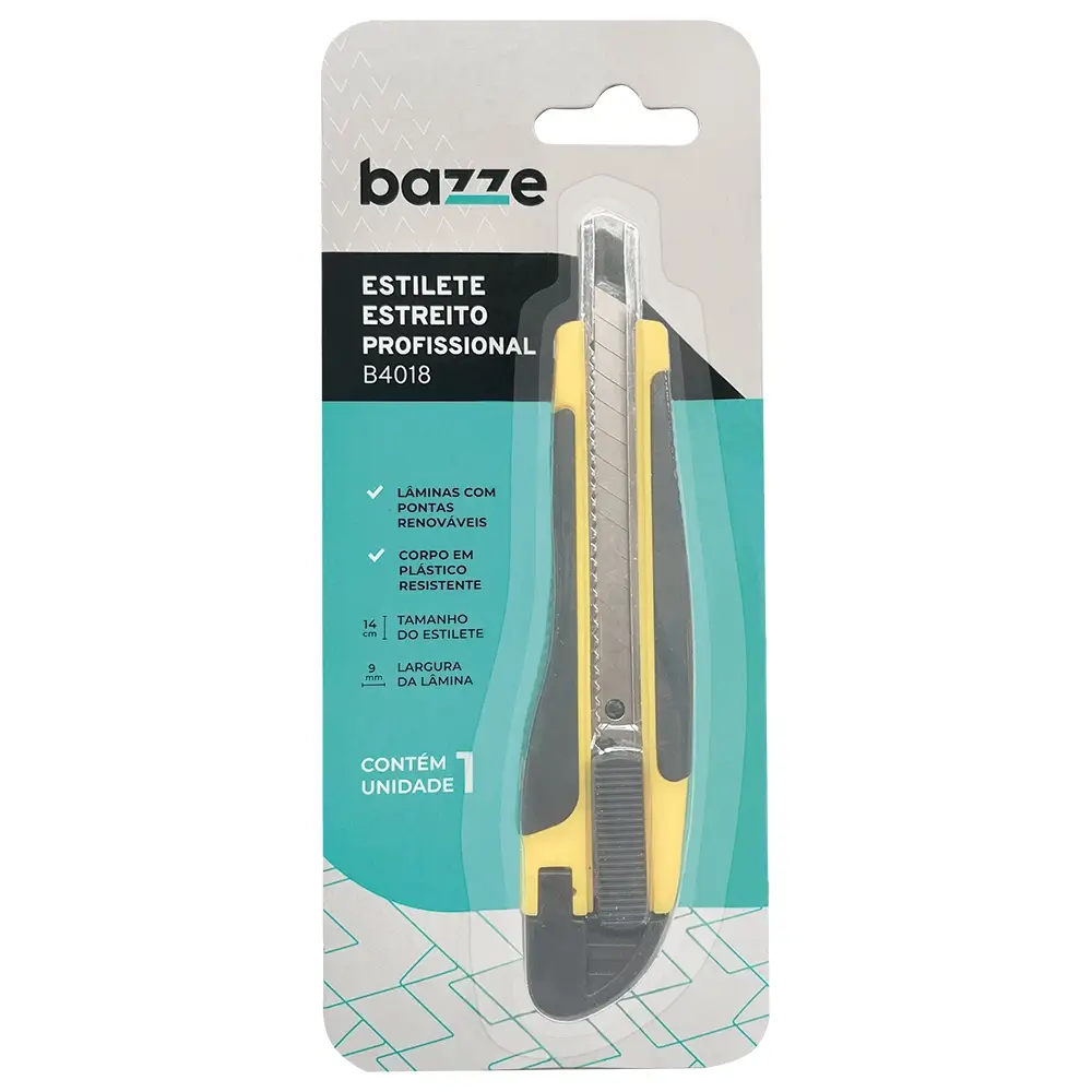 Estilete Metálico B4018 - Lâmina Estreita - Cartela C/1 un - Bazze - Imagem 1