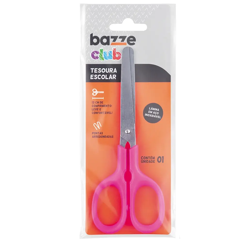 Tesoura Escolar Club - 13cm - Cores Sortidas - Polybag C/1 un - Bazze - Imagem 2