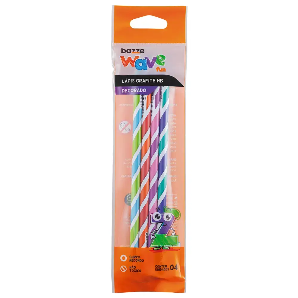 Lápis Grafite Wave - HB - Polybag C/4 un - Bazze - Imagem 1